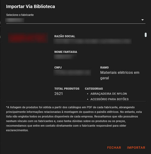 Biblioteca de produtos