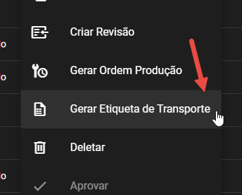Etiqueta de transporte