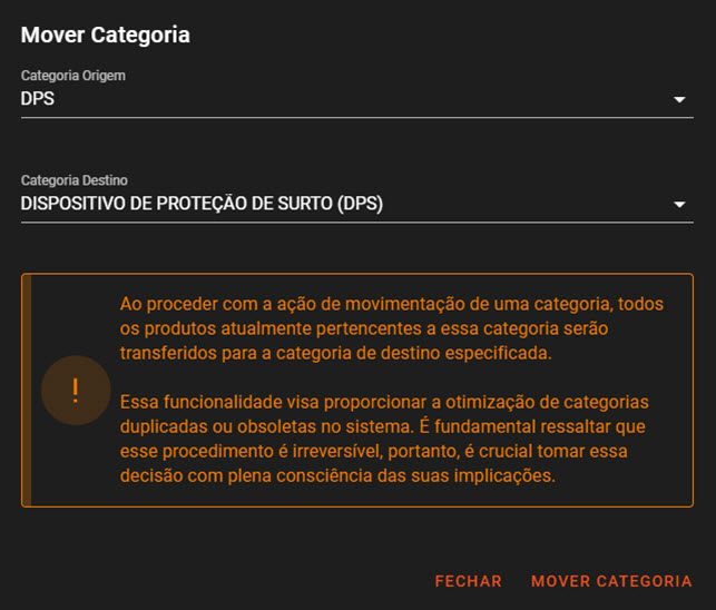 Movendo categorias